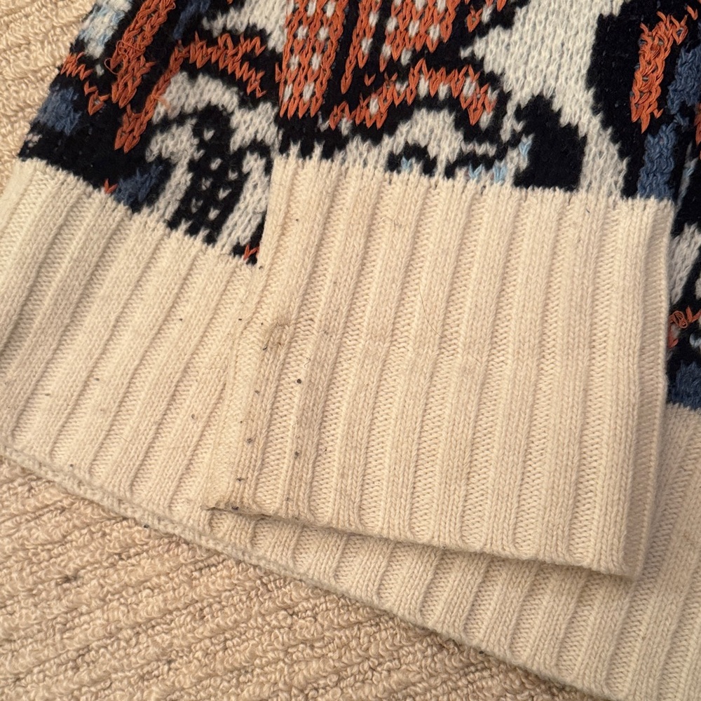 Anthropologie Floral Knit Sweater - Blue, Orange, Cream - Picture 5 of 12